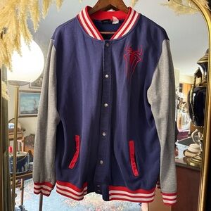Marvel Spider-Man Snap Front Varsity Style Jacket Mens